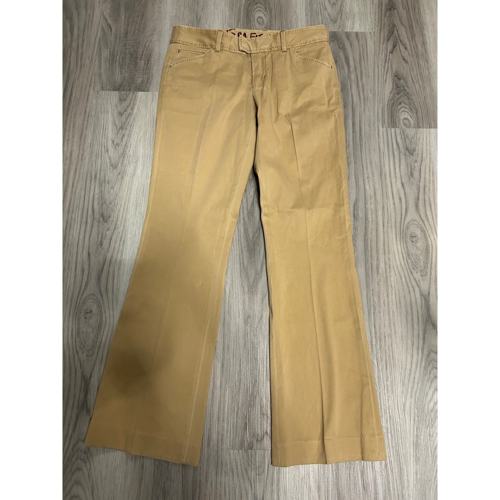 Ezra Fitch Abercrombie & Fitch Women Tan Flare Khaki Pants Trousers Size 28 rare